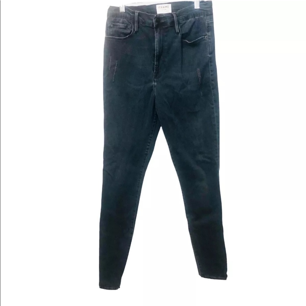 FRAME DENIM Ali High Rise Skinny Jeans Womens 30  Headworth Dark Wash Distressed